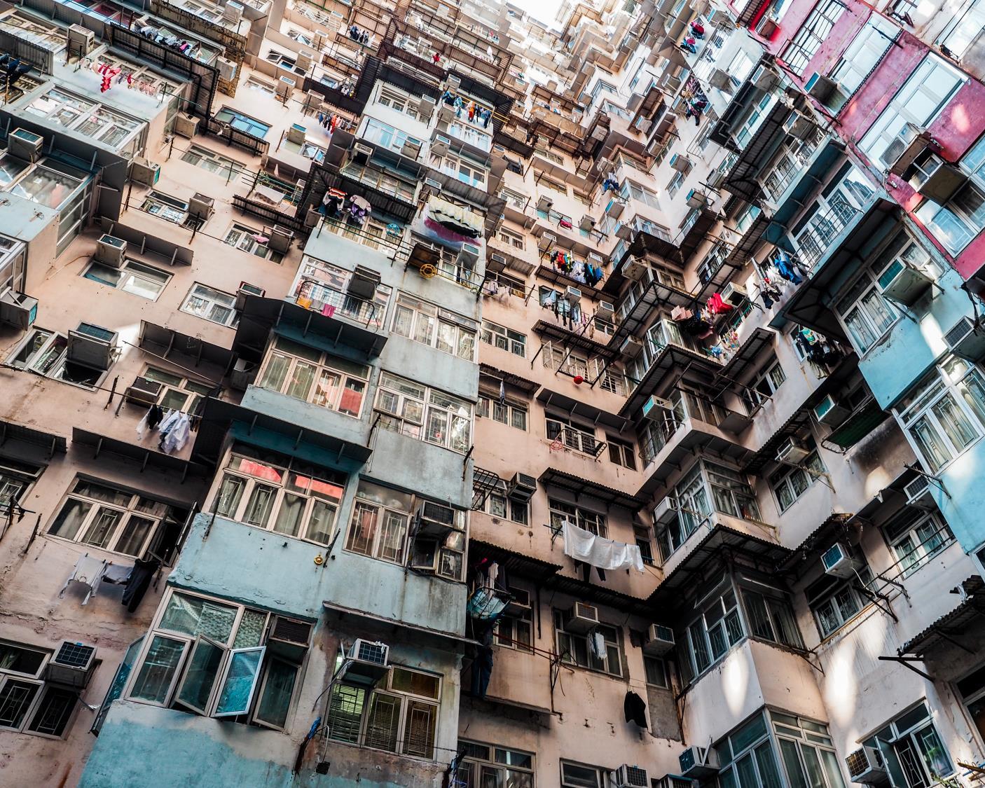 Hong Kong high-rise buildings photographed from the ground - Business ...